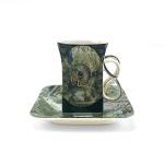 Tea Cup with cup and saucer  "Green marble"
