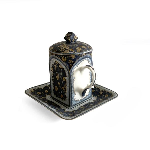 Tea Cup with cup and saucer  "Velvet blue"